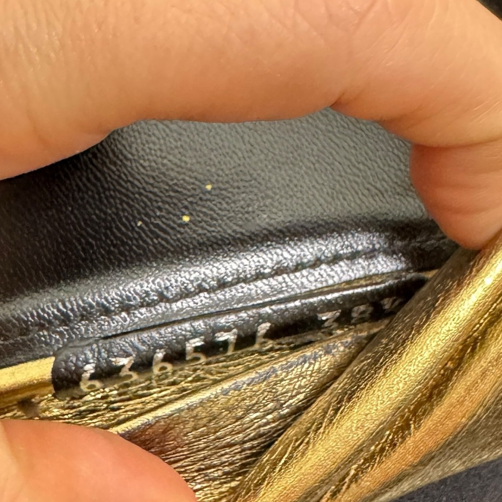 Balenciaga Drapy Gold Leather Slip‎ On Slide Sandals - Picture 7 of 9